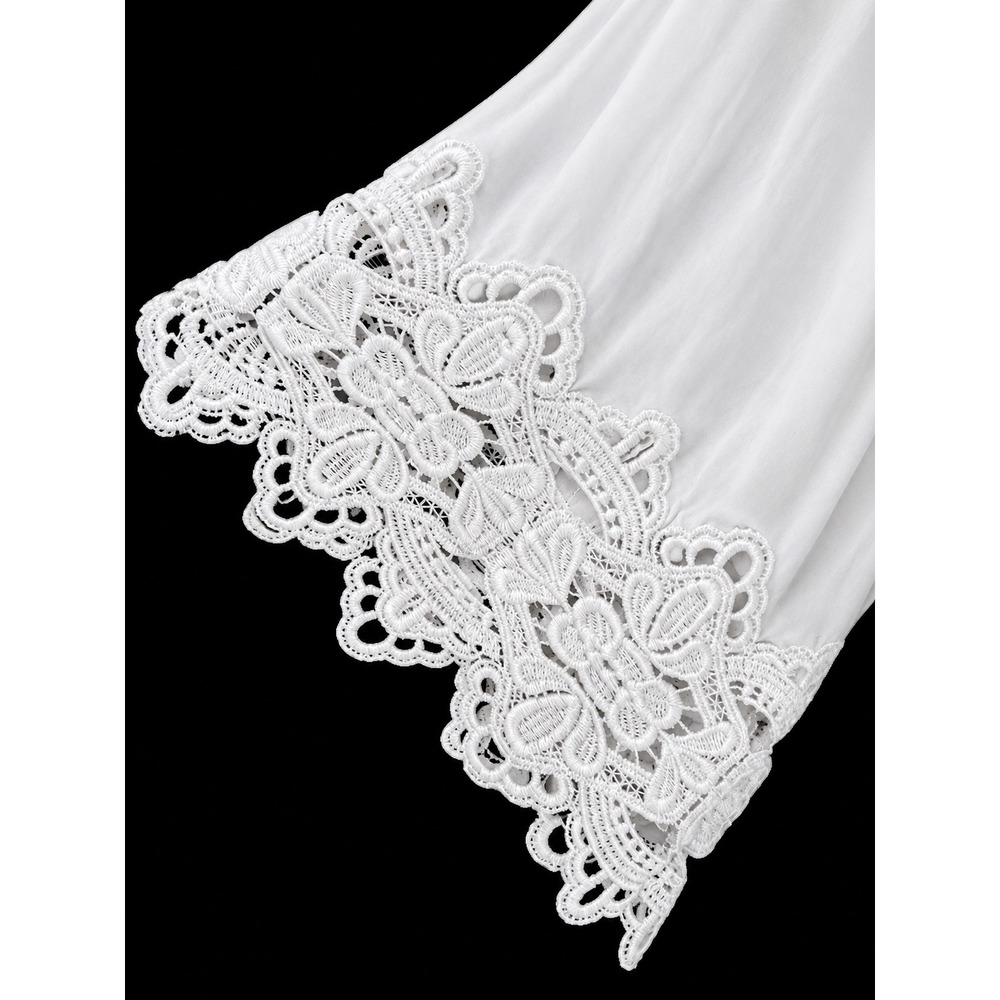 Catherine Malandrino White Crochet Lace Trim Pleated Blouse 2X New - Picture 4 of 4